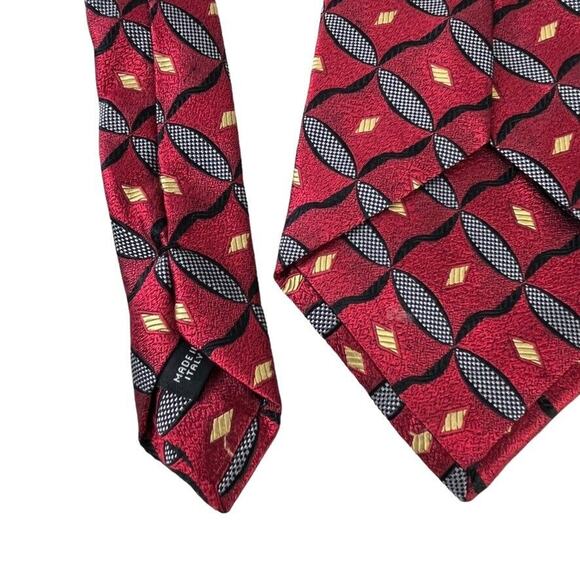 Jos A Bank Signature Collection Mens Red Neck Tie Necktie Silk Italy 4" Wide - Picture 12 of 16